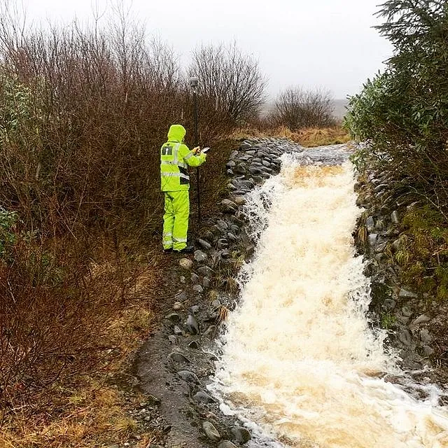 Surveying a river in Scotland